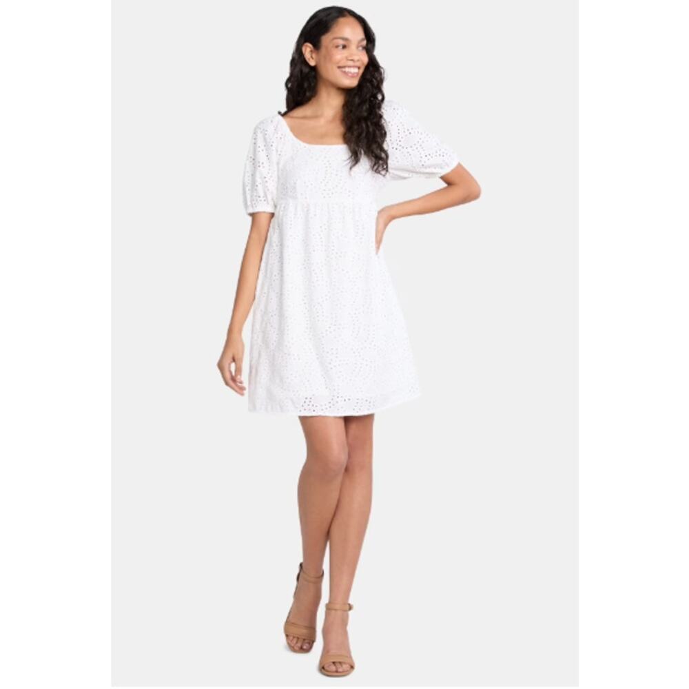 Time and Tru Navy Eyelet Babydoll Dress Puff Sleeve Women’s XL 16–18